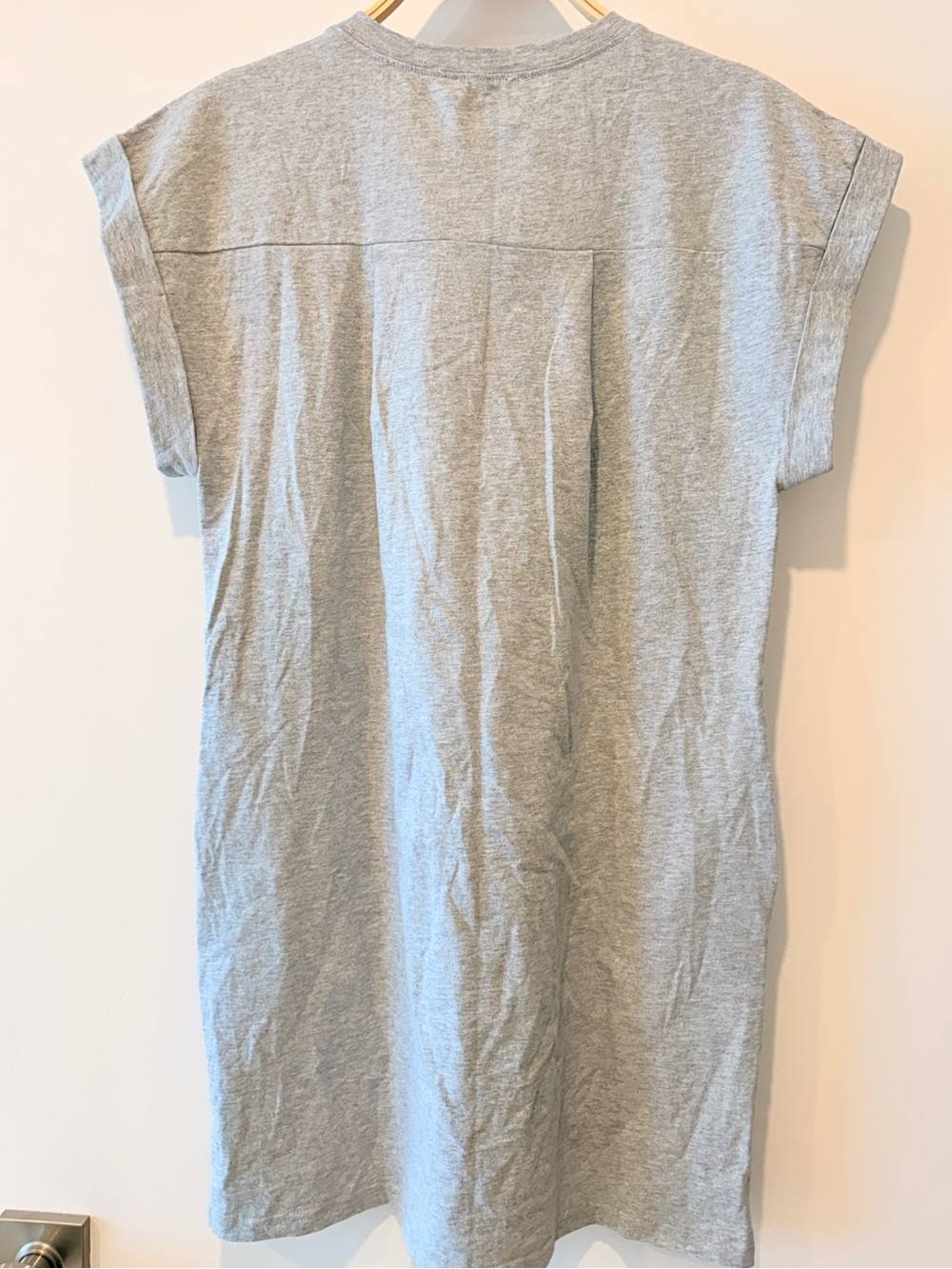 Cute Light Grey Muscle T-shirt dress tunic with pockets small - Picture 2 of 8